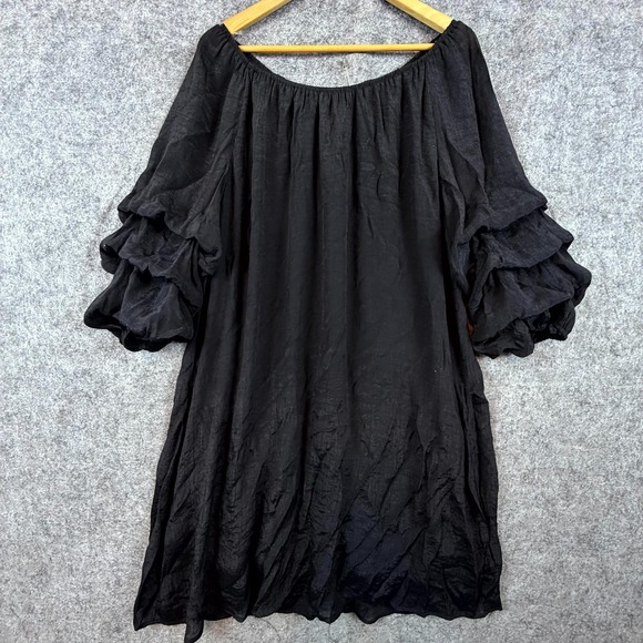 indigo Rose Dresses & Skirts - Indigo Rose Midi Dress Womens 3X Black Ruffled Sleeve Oversized Flowy LBD Party